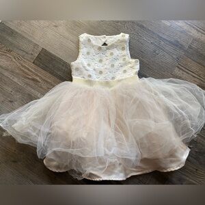 Lavender Girls Ball Gown Dress Ivory Gold Floral Tulle Glitter Size 4